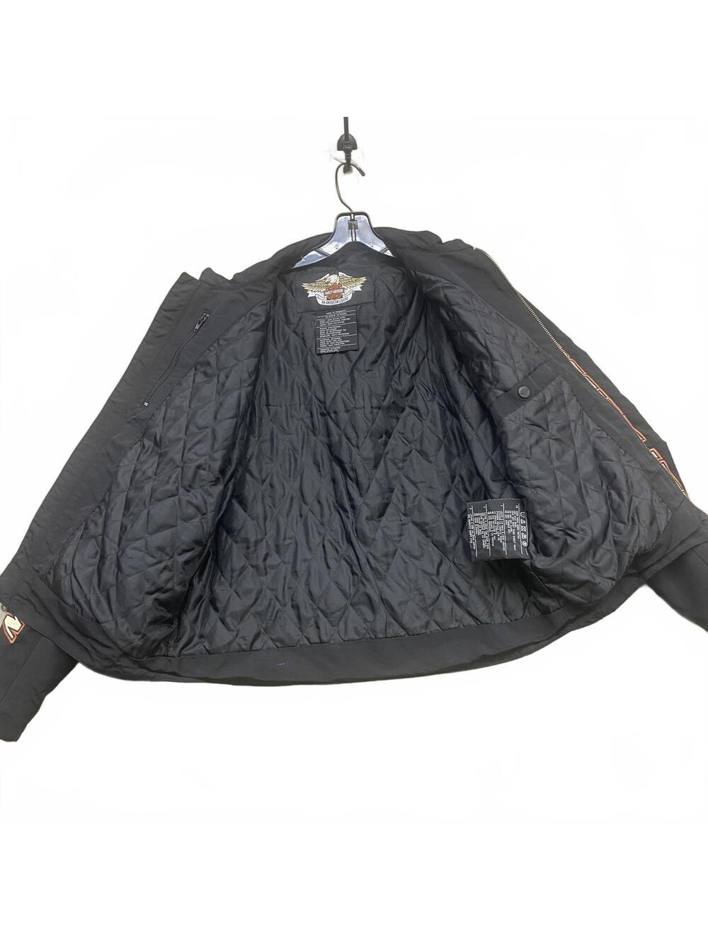 VTG Harley-Davidson Black Nylon Moto Jacket Quilted Lining Zip Pockets Men XL - Picture 3 of 12